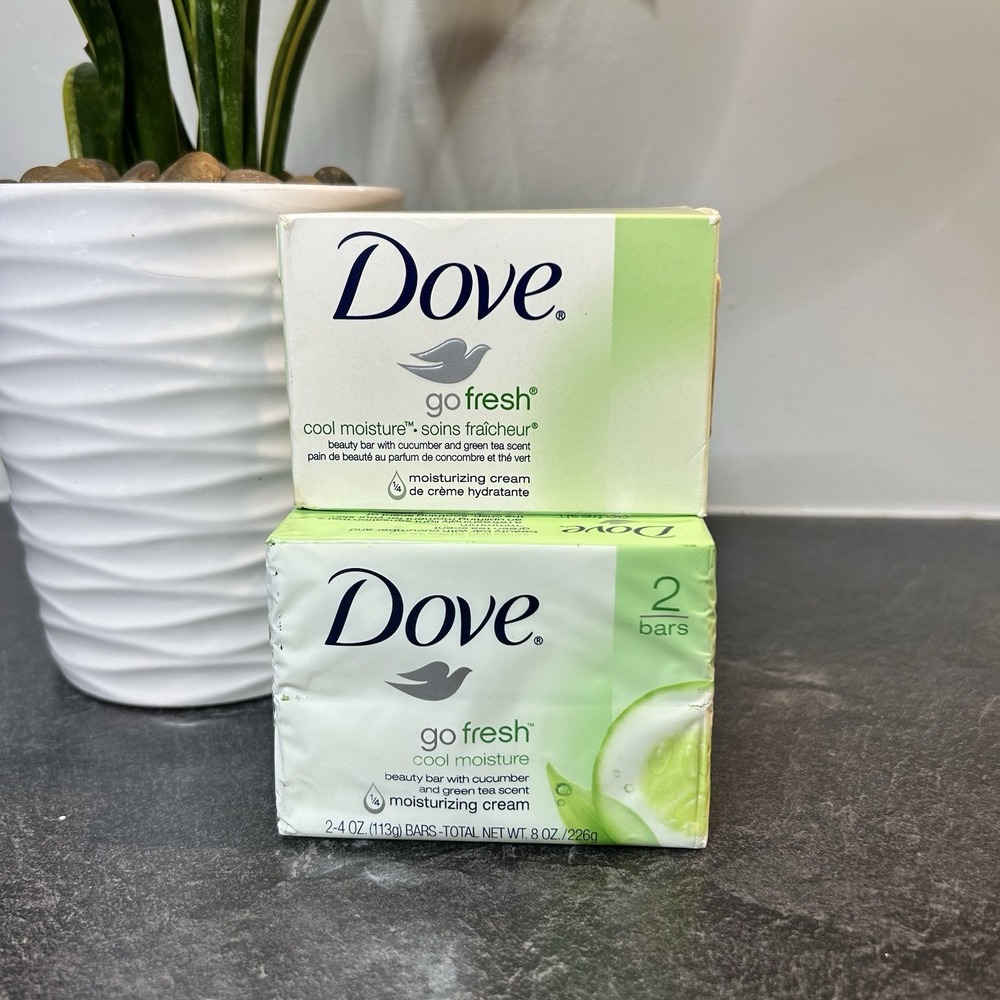 3- Dove GO FRESH Cool 1/4‎ Moisture Bar Soap Cucumber & Green Tea Full Size